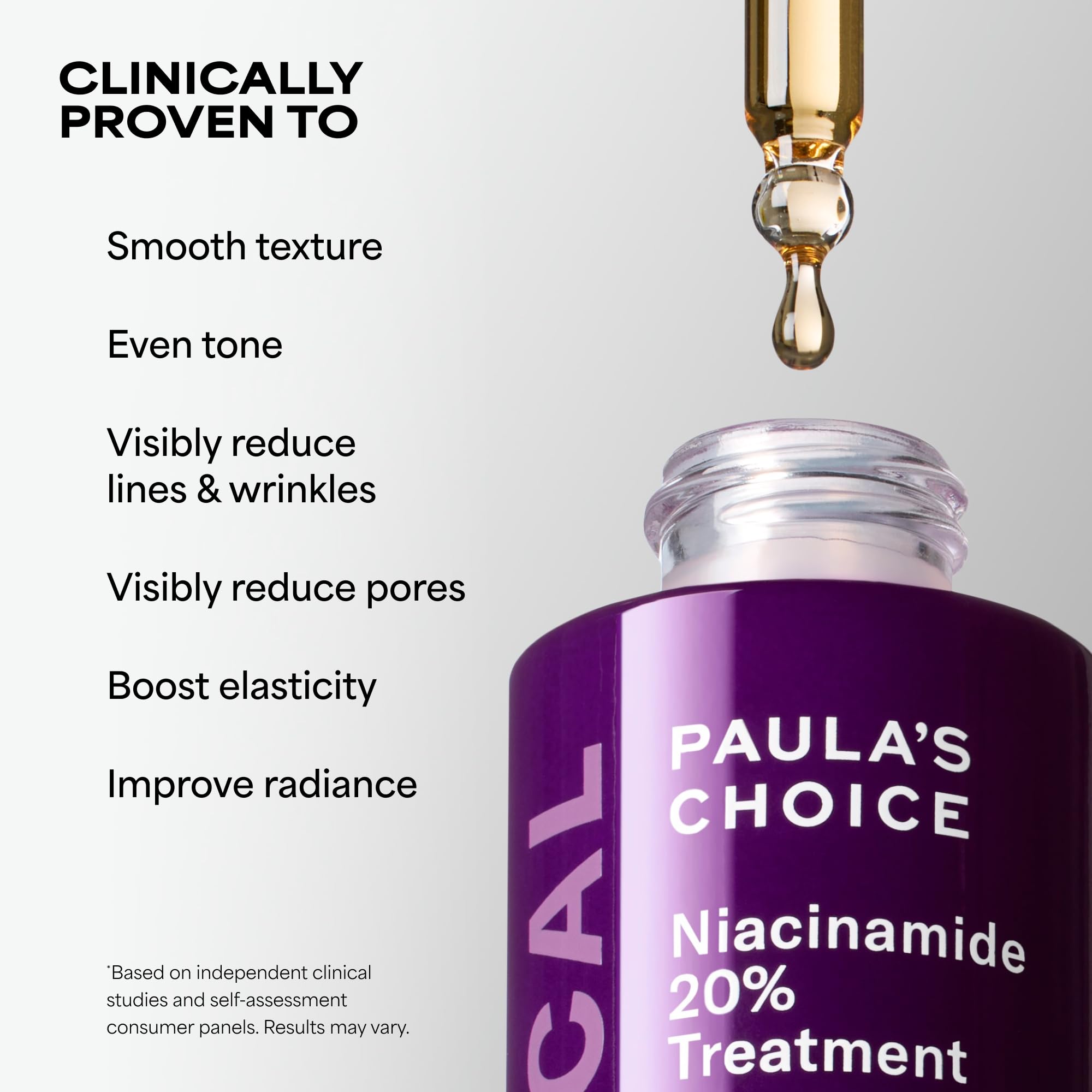 Paula's Choice close-up label highlighting niacinamide and key ingredients