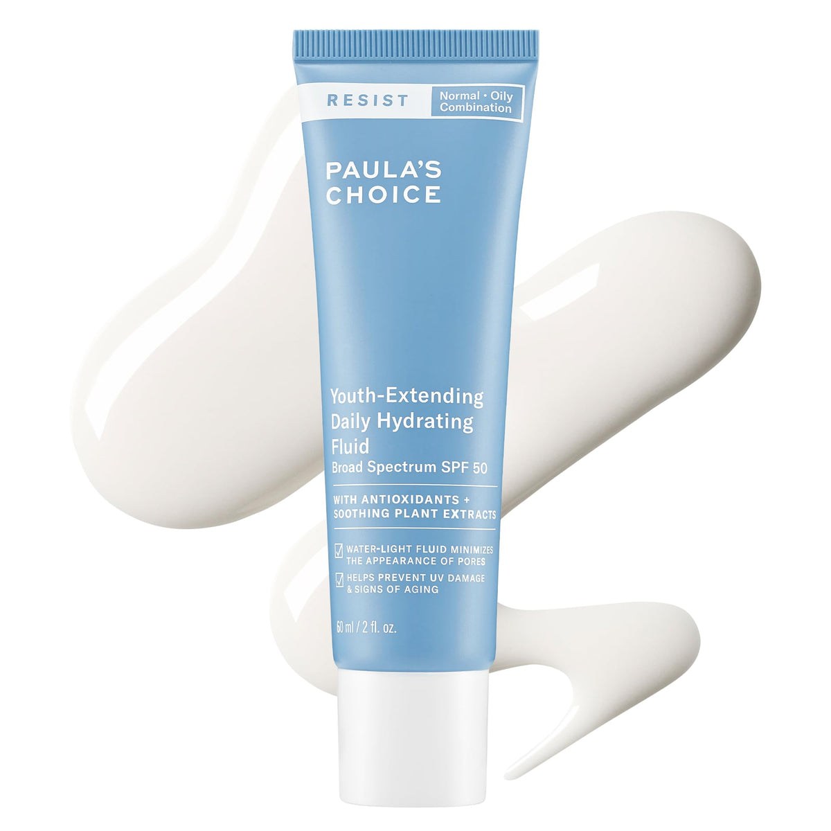 Paula's Choice front packaging showing SPF 50 protection benefits