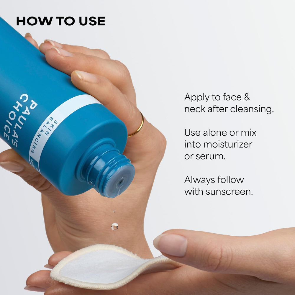 Paula's Choice bottle styled in bathroom showing daily routine convenience