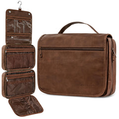 PAVILIA front view dark brown bag, sleek protection for toiletries