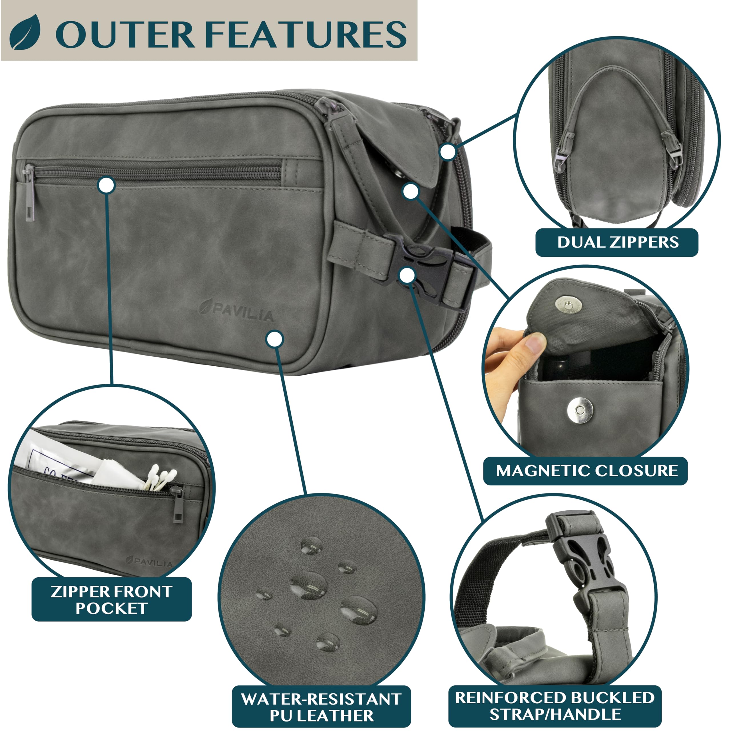 PAVILIA internal pockets and elastic loops holding tools for secure organization benefit