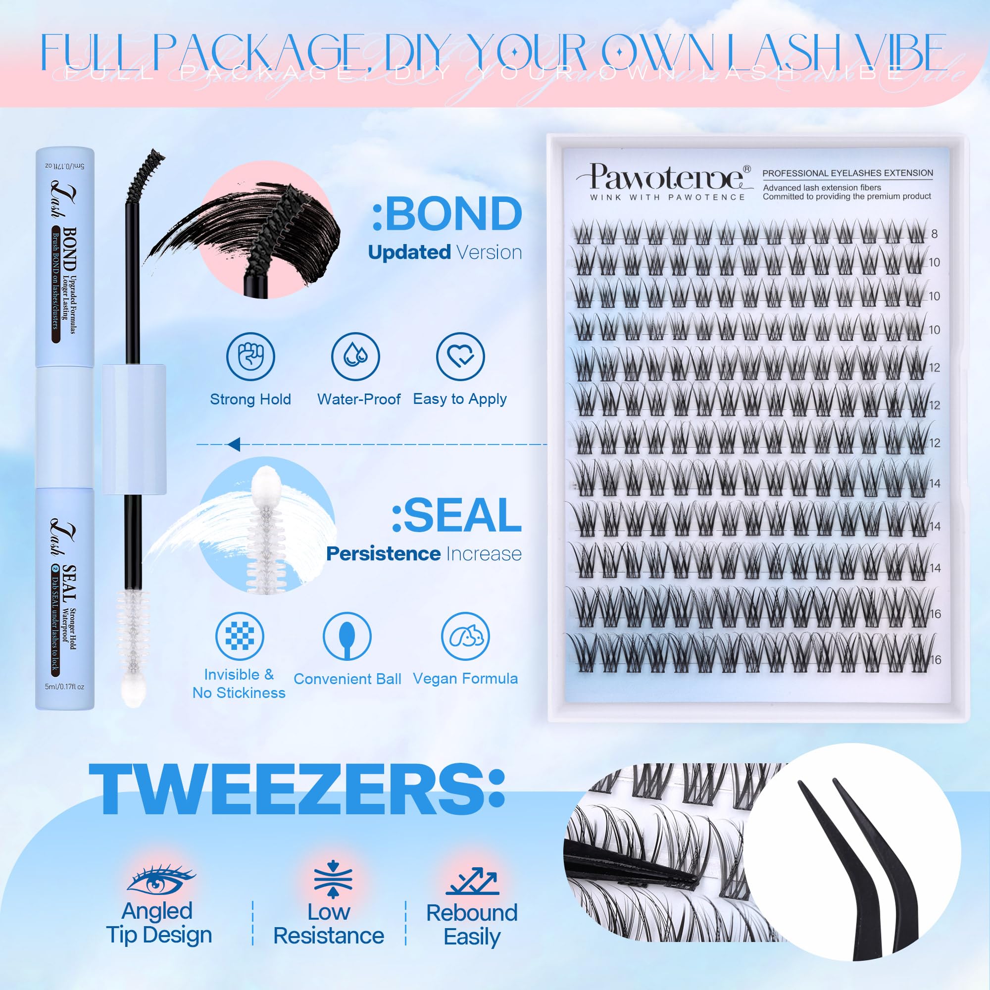 Pawotence kit displayed in a makeup bag for convenient at-home use