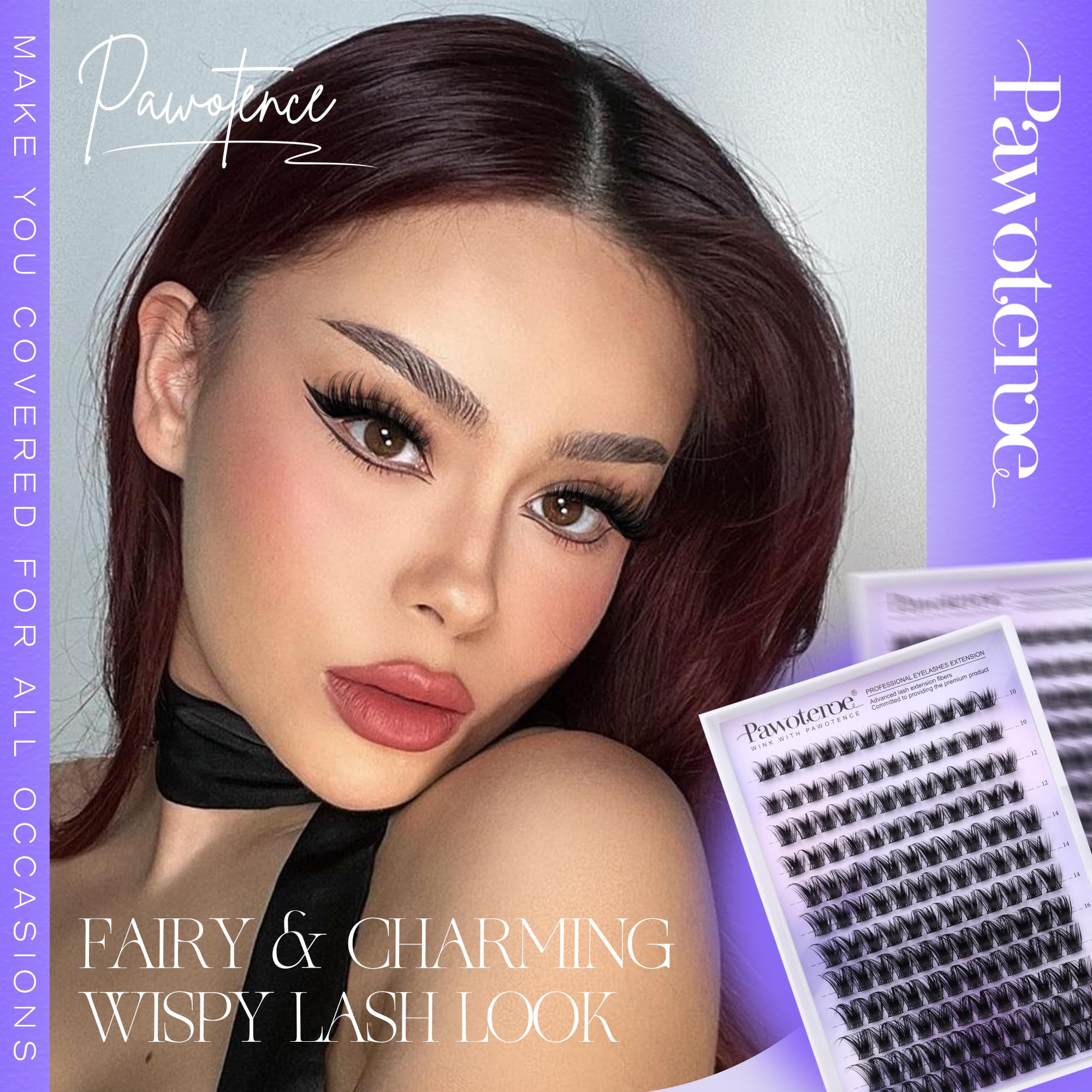 Pawotence lifestyle image of evening makeup completed with dramatic cluster lashes