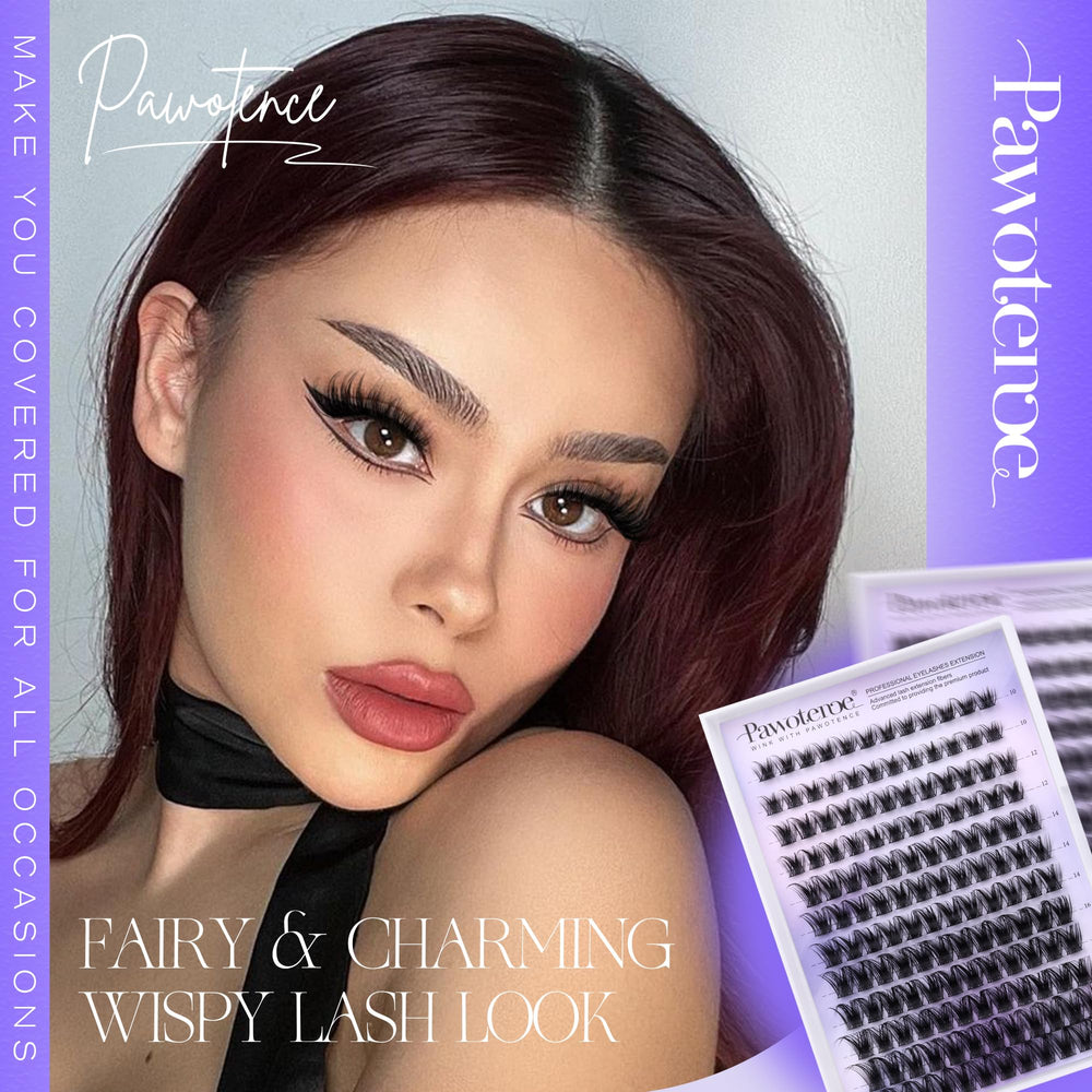 Pawotence lifestyle image of evening makeup completed with dramatic cluster lashes