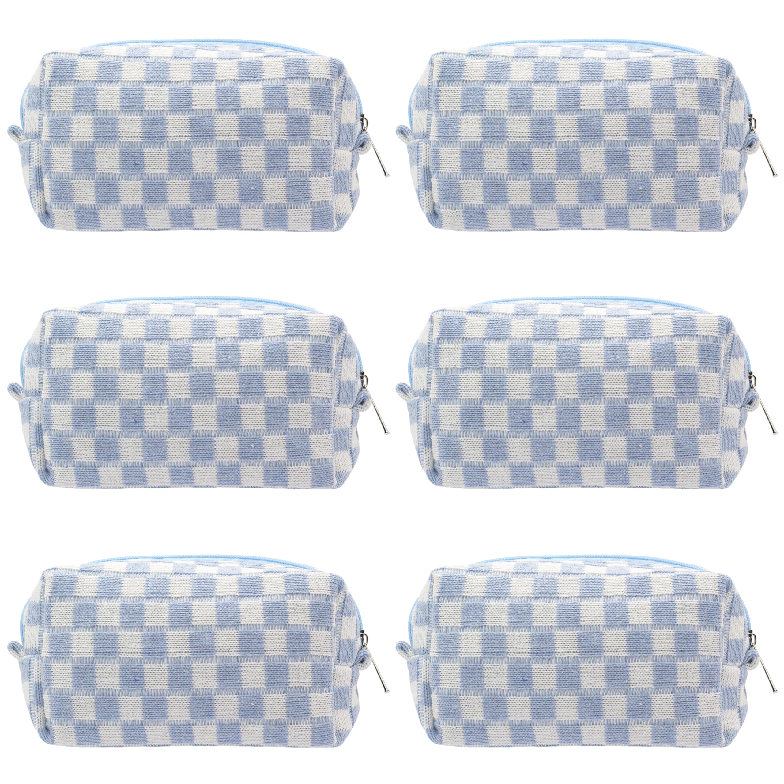 PAZIMIIK front view of blue checkered pouch showing compact design and stylish look