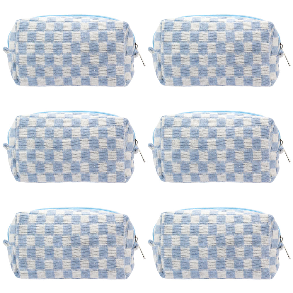 PAZIMIIK front view of blue checkered pouch showing compact design and stylish look