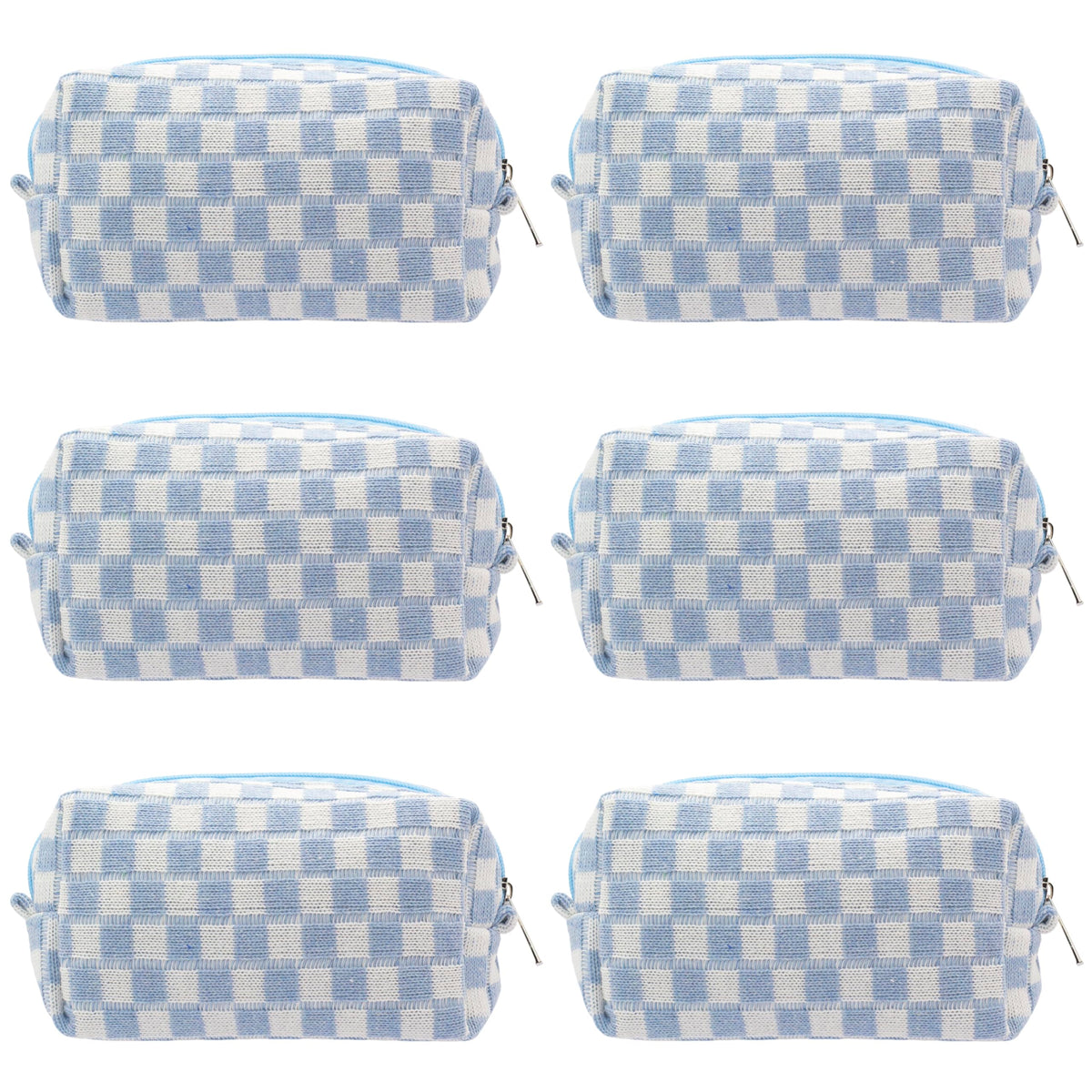 PAZIMIIK front view of blue checkered pouch showing compact design and stylish look