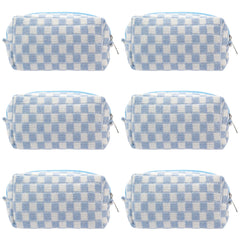 PAZIMIIK front view of blue checkered pouch showing compact design and stylish look