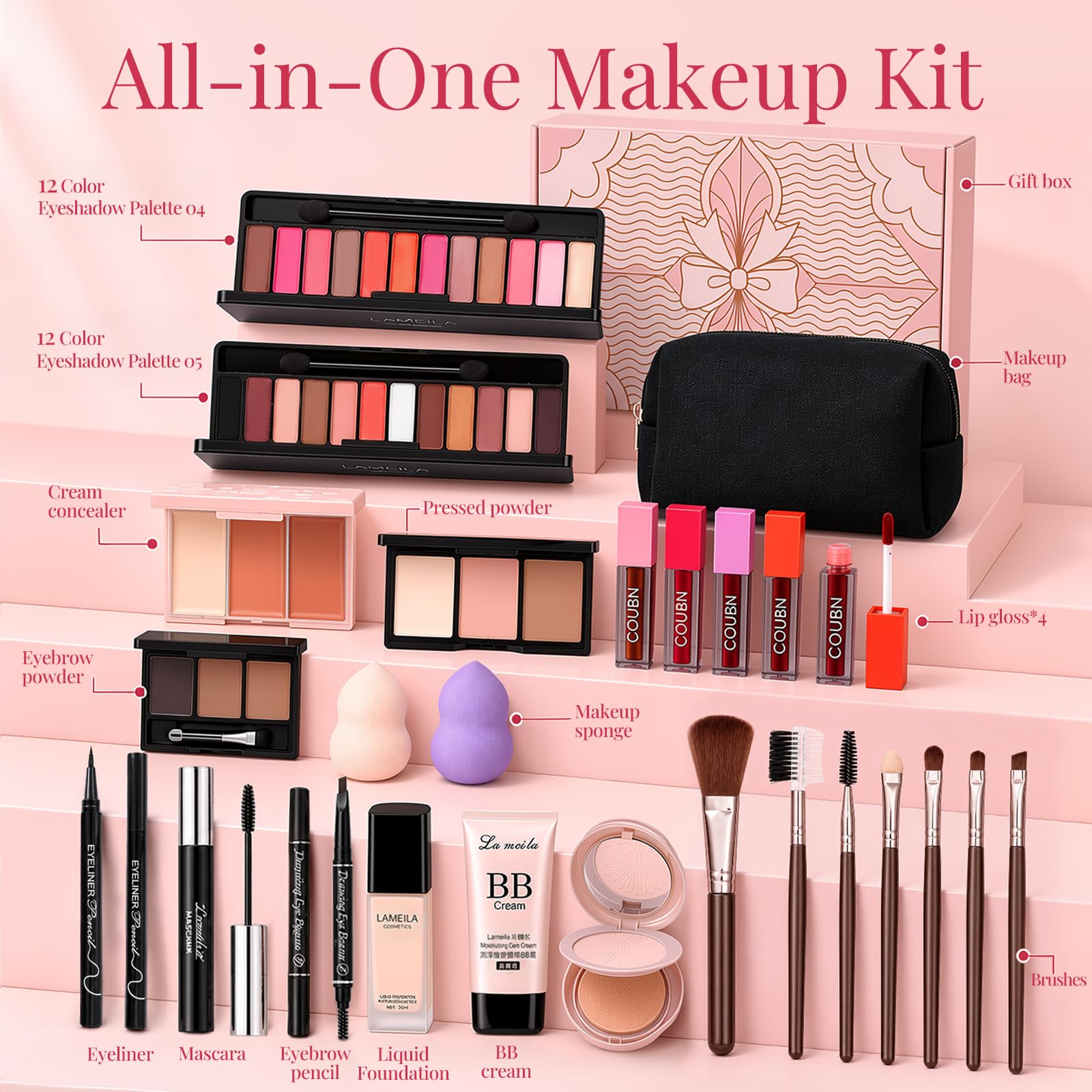 Pbutesf eyeshadow palette open showing matte and shimmer shades for versatility