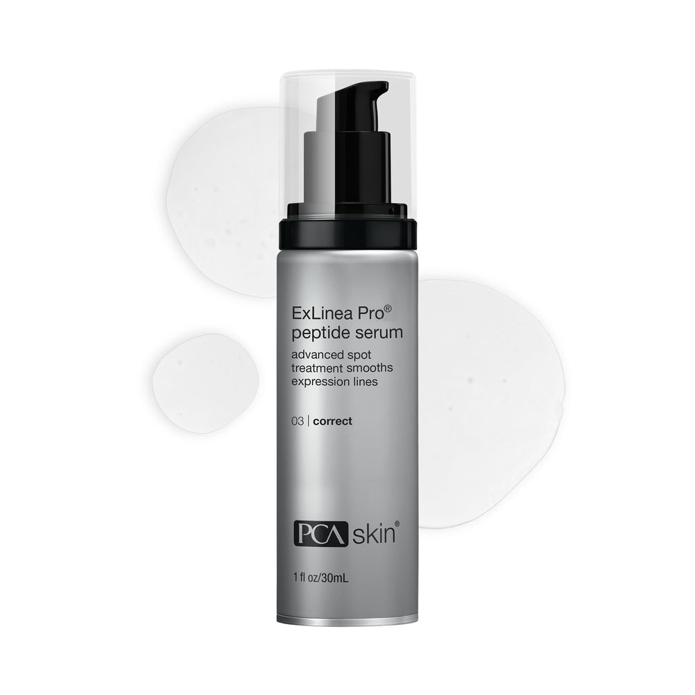 PCA SKIN front bottle showing serum and branding, promotes visible firming