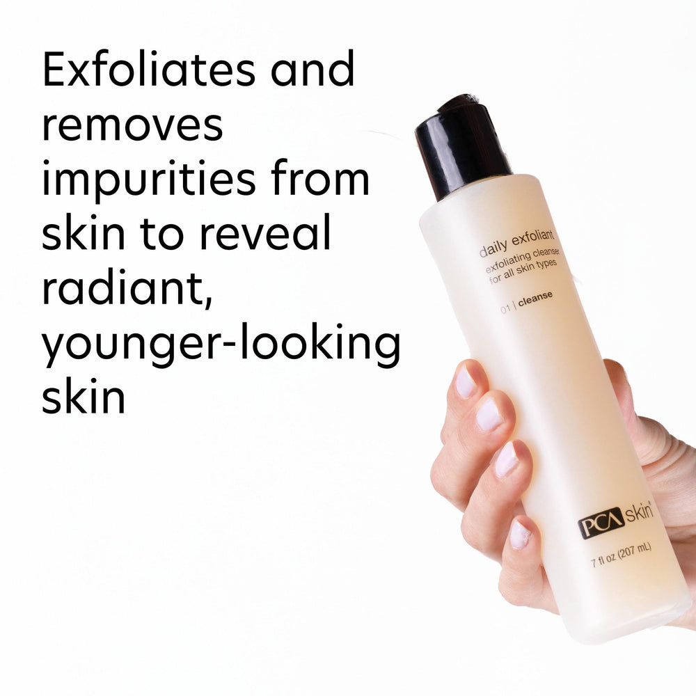 PCA SKIN gel texture on fingertip highlighting gentle exfoliant and hydrating feel