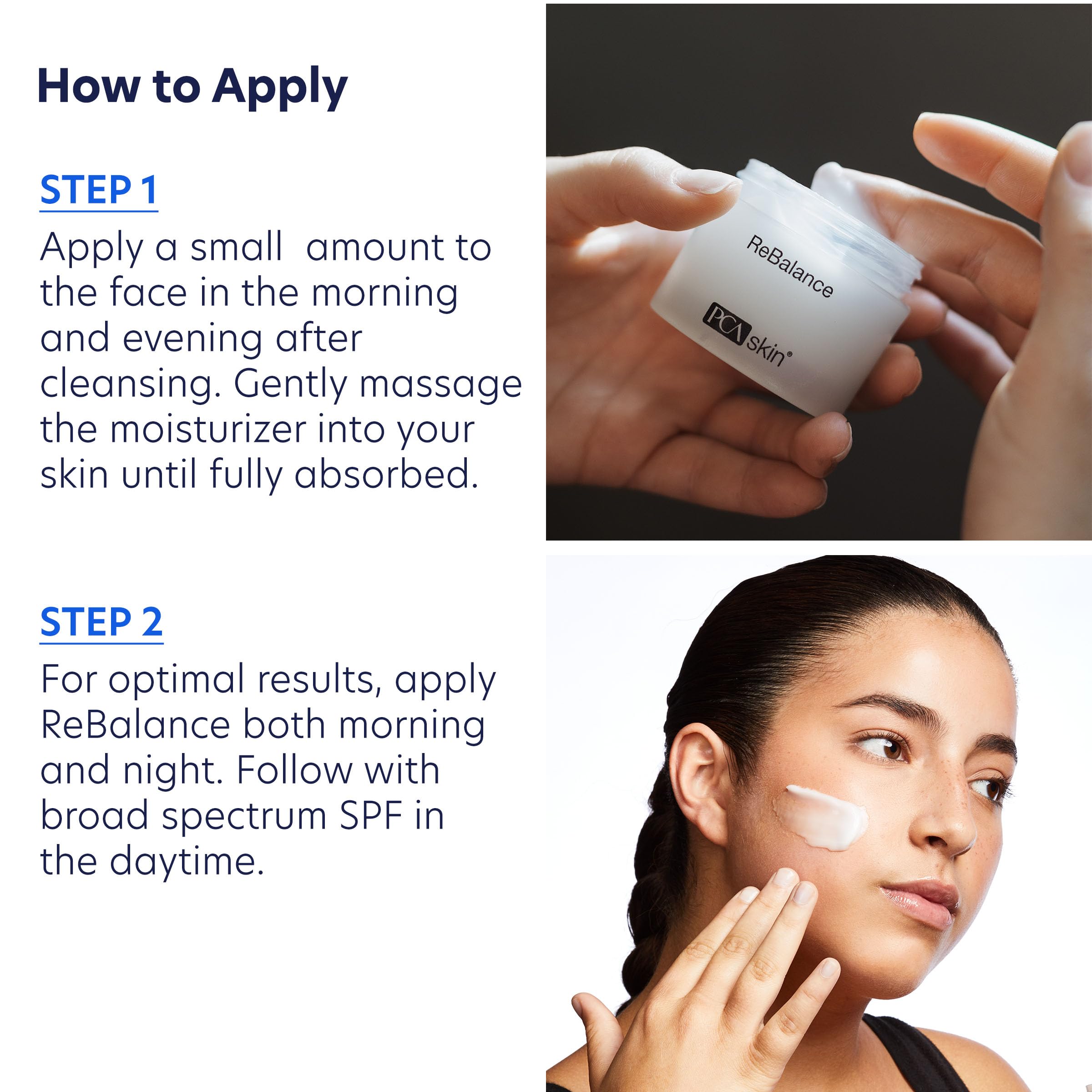 PCA SKIN ReBalance ingredients label showing niacinamide and botanicals