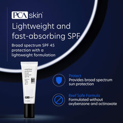 PCA SKIN sunscreen on hand ready to blend, shows sheer, non-greasy feel