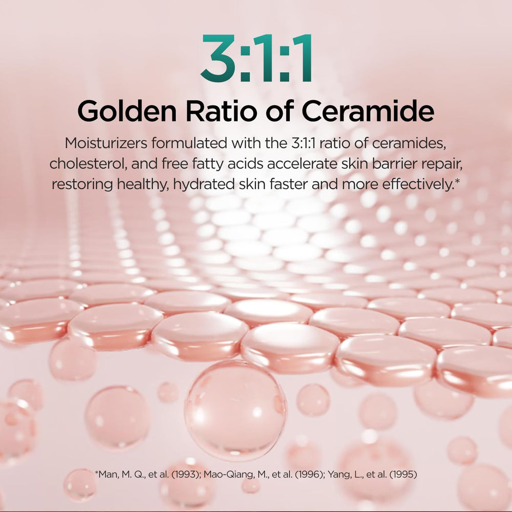 P.CALM application on model cheek illustrating smooth absorption and comfort
