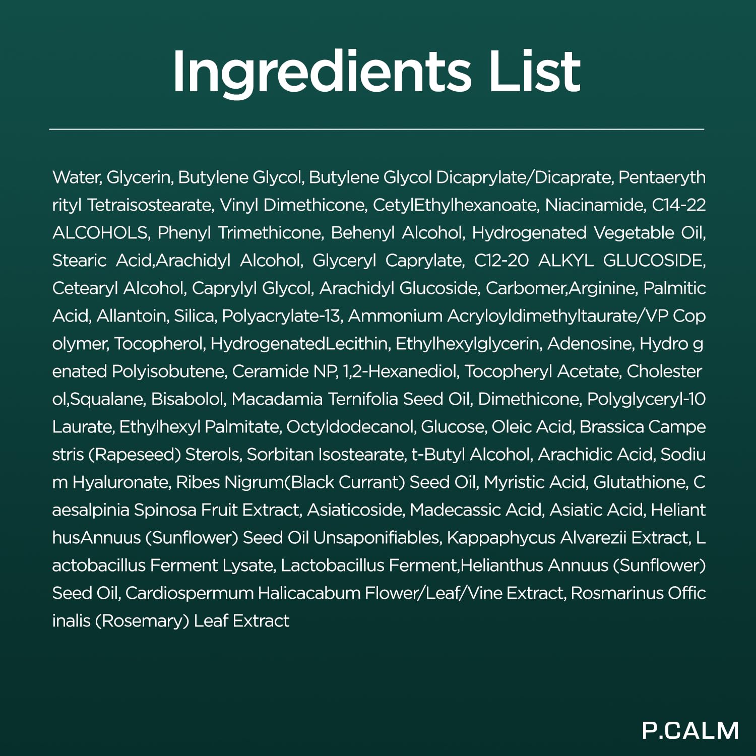 P.CALM clinical test documents flatlay indicating dermatologist-tested results