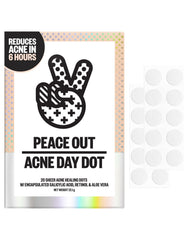PEACE OUT front packaging showing clear daytime acne dots and benefits
