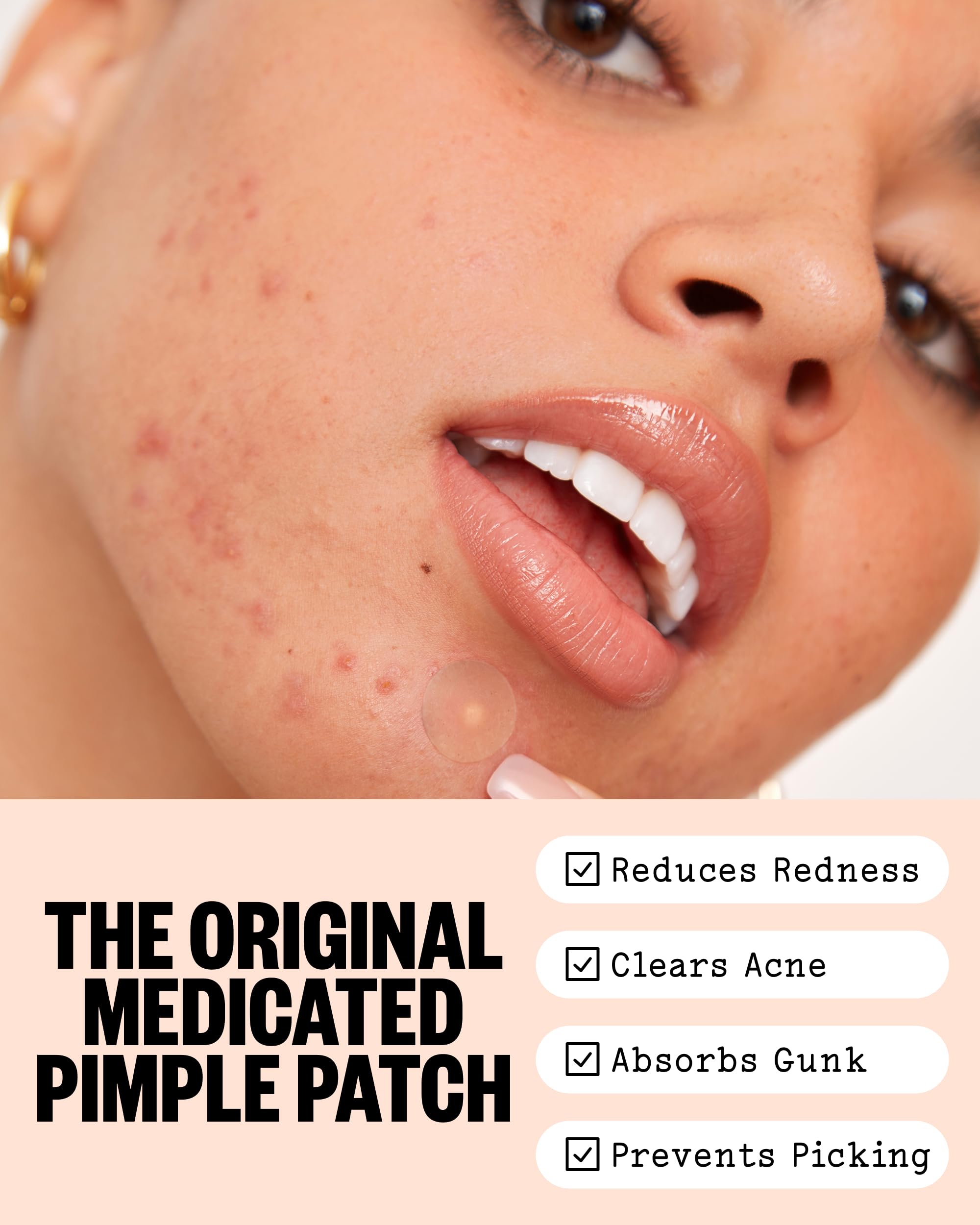 PEACE OUT dots applied on cheek demonstrating secure adhesion and protection benefit