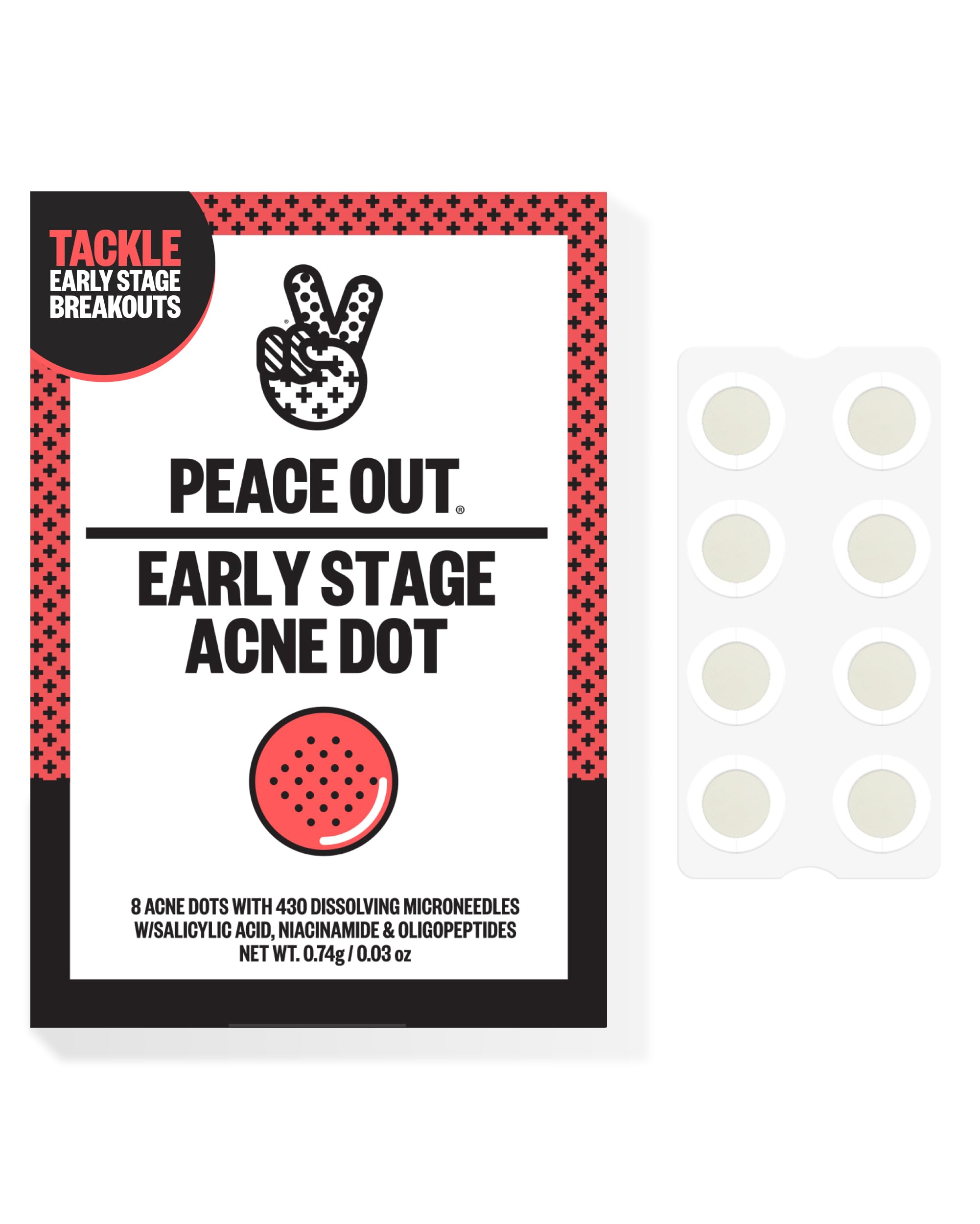PEACE OUT front packaging showing 8-count box and branding benefit convenience