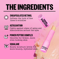 PEACE OUT retinol eye stick held in hand showing compact size benefit