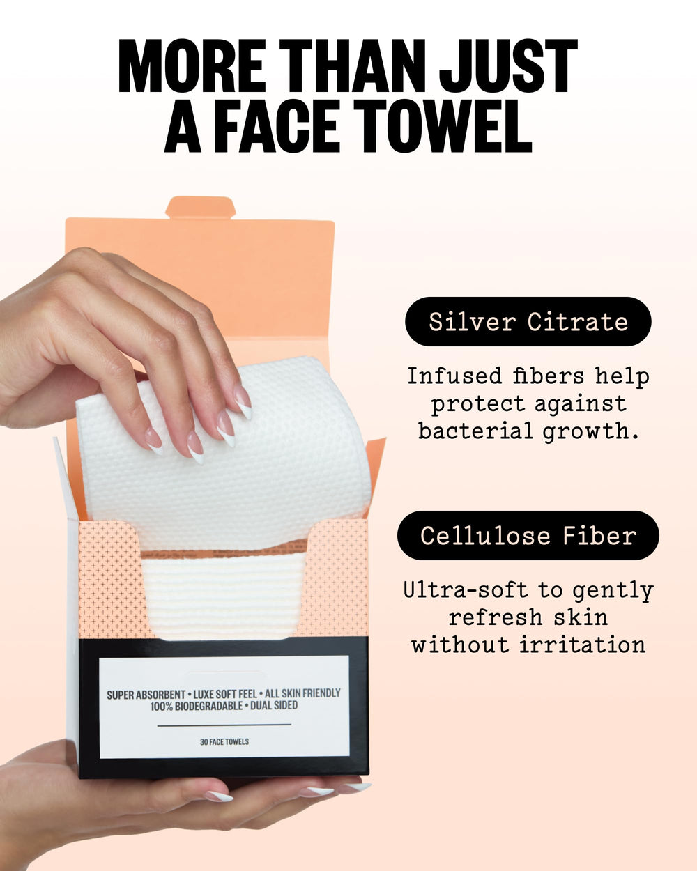 PEACE OUT towels placed by a sink to show daily routine convenience and freshness