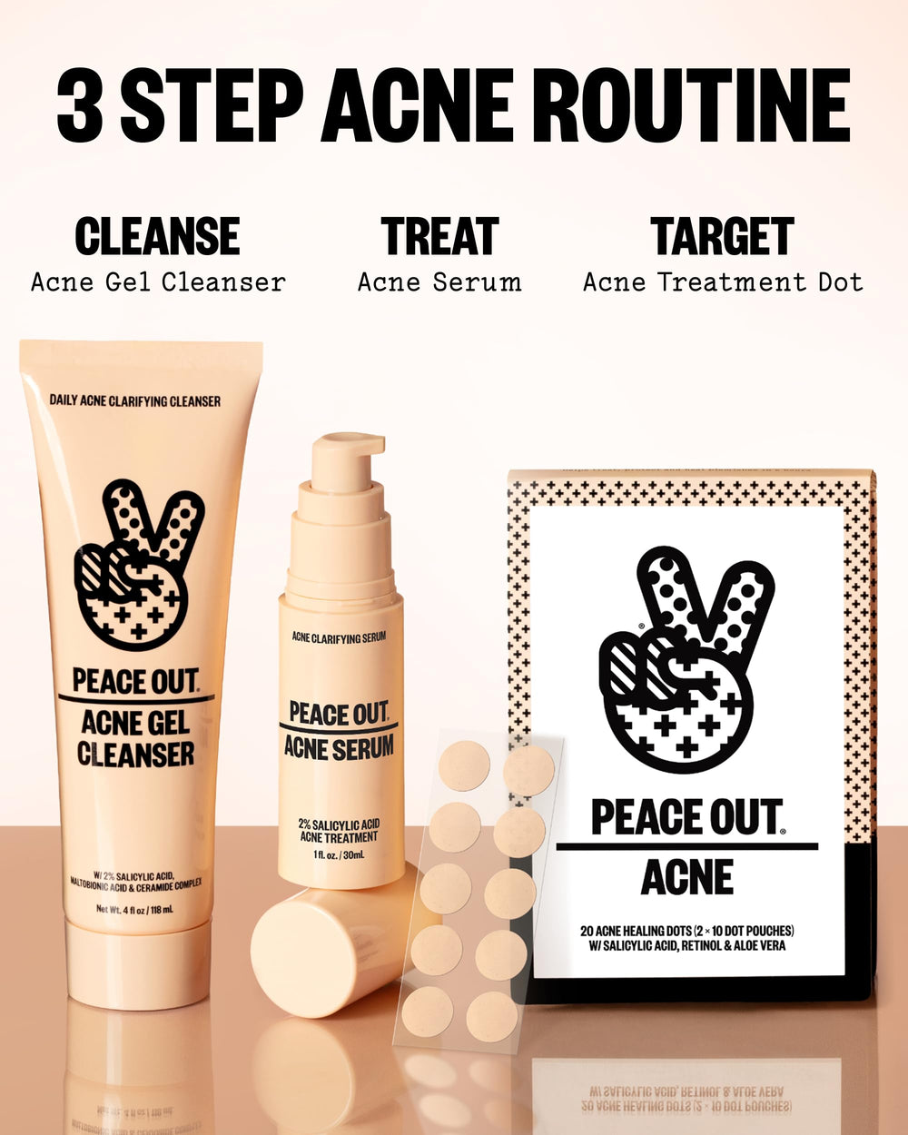 PEACE OUT patch worn under light foundation showing invisibility under makeup benefit