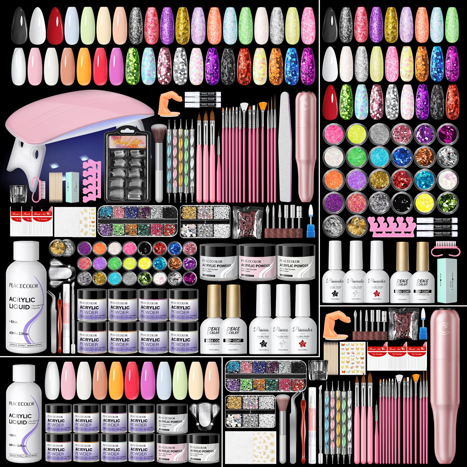 PEACECOLOR front packaging showing full beginner acrylic kit, organized for easy use