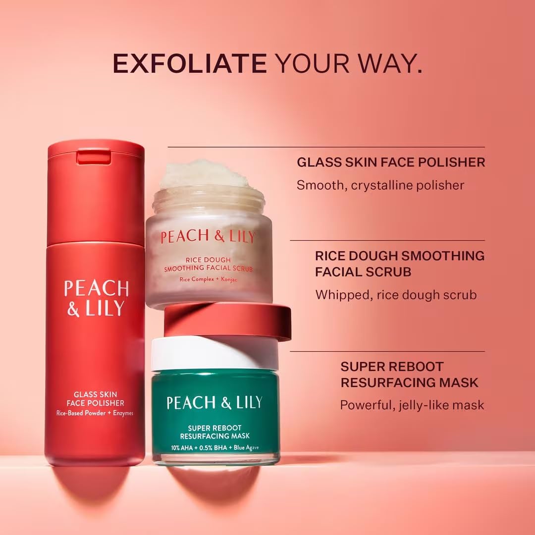 Peach & Lily used in bathroom routine demonstrating smooth exfoliation