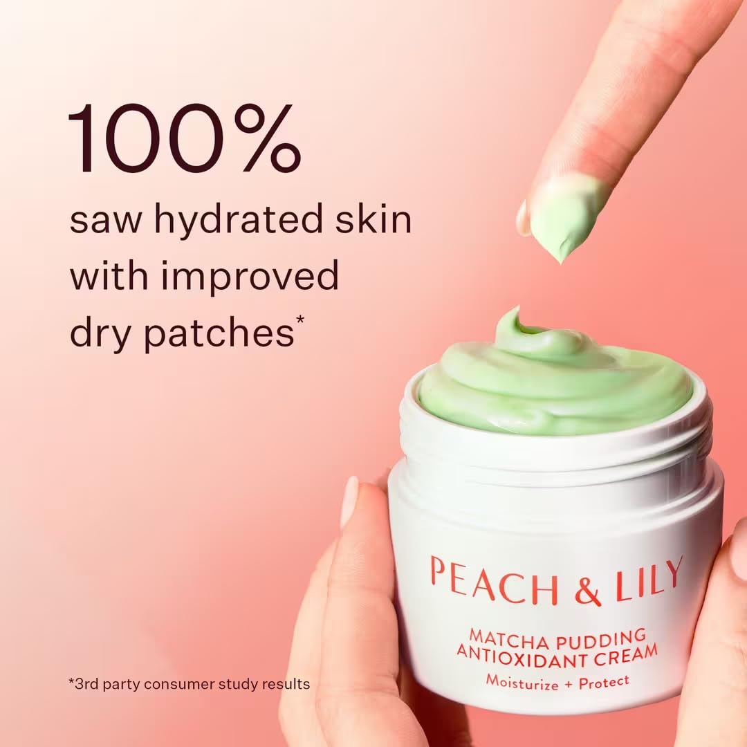 Peach & Lily matcha powder ingredient close-up highlighting antioxidant benefits