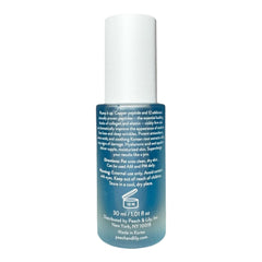 Peach & Lily blue serum drops on skin showing silky texture and instant hydration
