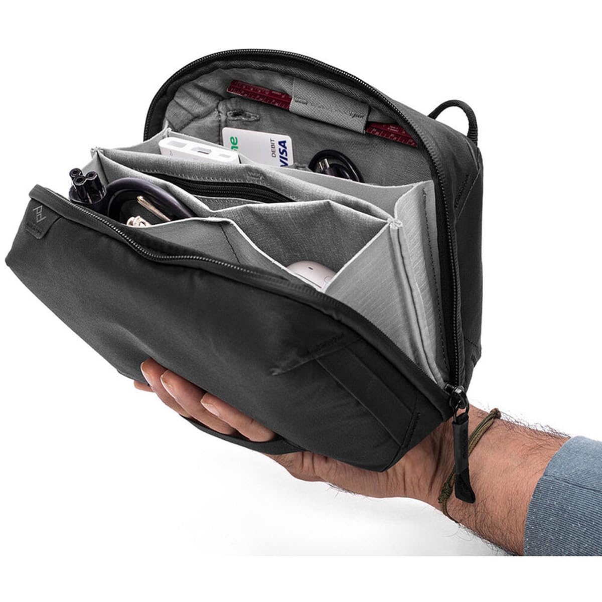 Peak Design tech pouch interior elastic loops and pockets securing cables and pens neatly