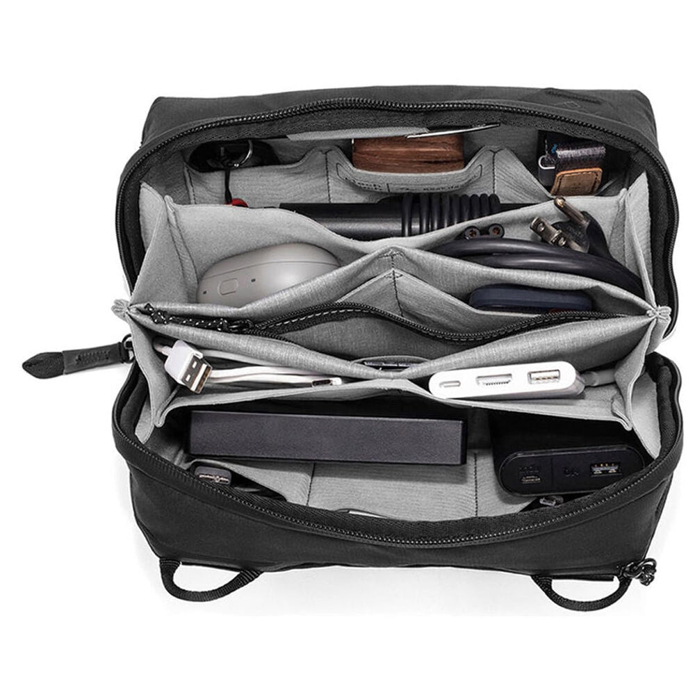 Peak Design tech pouch external zip pocket with cable pass-through for on-the-go charging