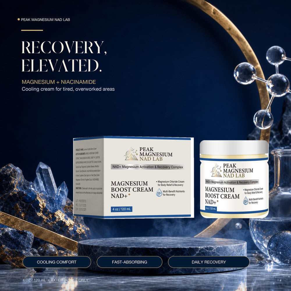 Peak Magnesium NAD Lab cream texture close-up highlighting smooth, fast-absorbing finish