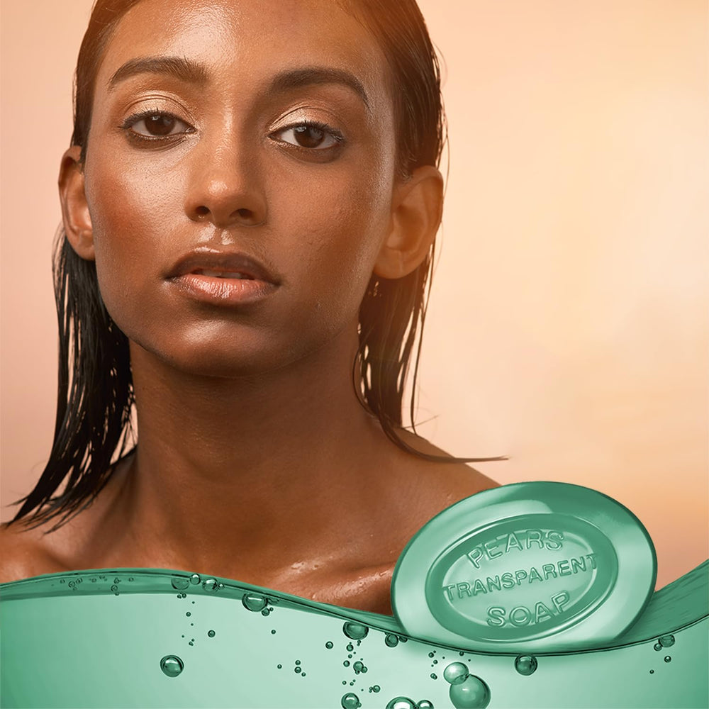 Pears soap lather on hand showing gentle foaming benefit