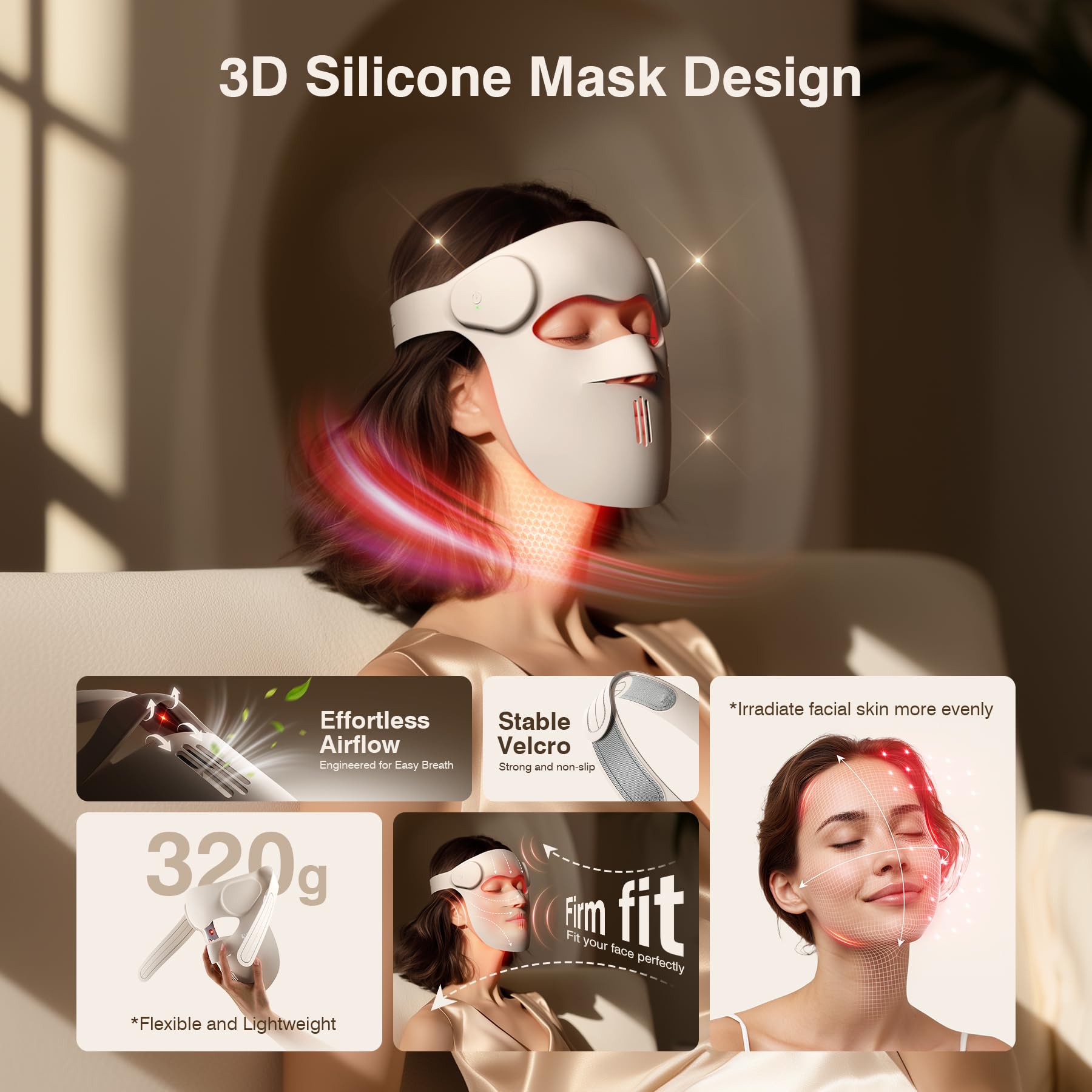 pedete mask worn by person relaxing to show hands-free multitasking benefit