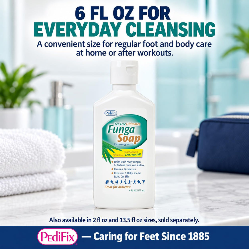 Pedifix bottle on bathroom counter showing easy storage and daily convenience