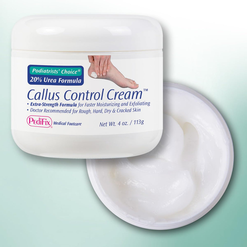 Pedifix jar held in hand illustrating compact 4 oz size for convenience