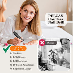 PELCAS displayed drill bits and 60 sanding bands for versatile nail tasks