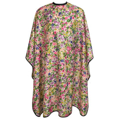 Pelocapa front view of floral cape showing full pattern and neat finish benefit: professional appearance