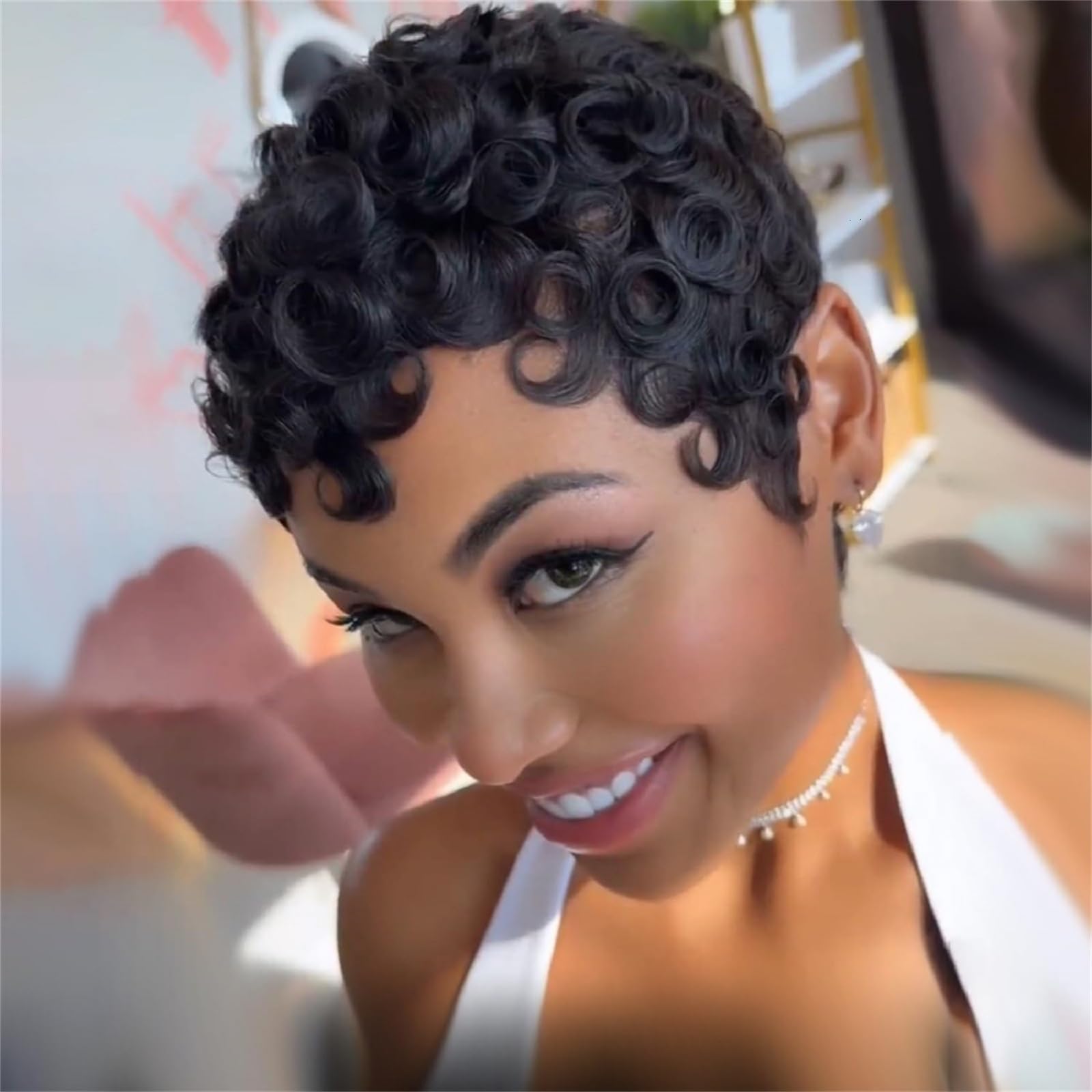 PENDORISYS front view pixie wig showing natural hairline and instant style benefit