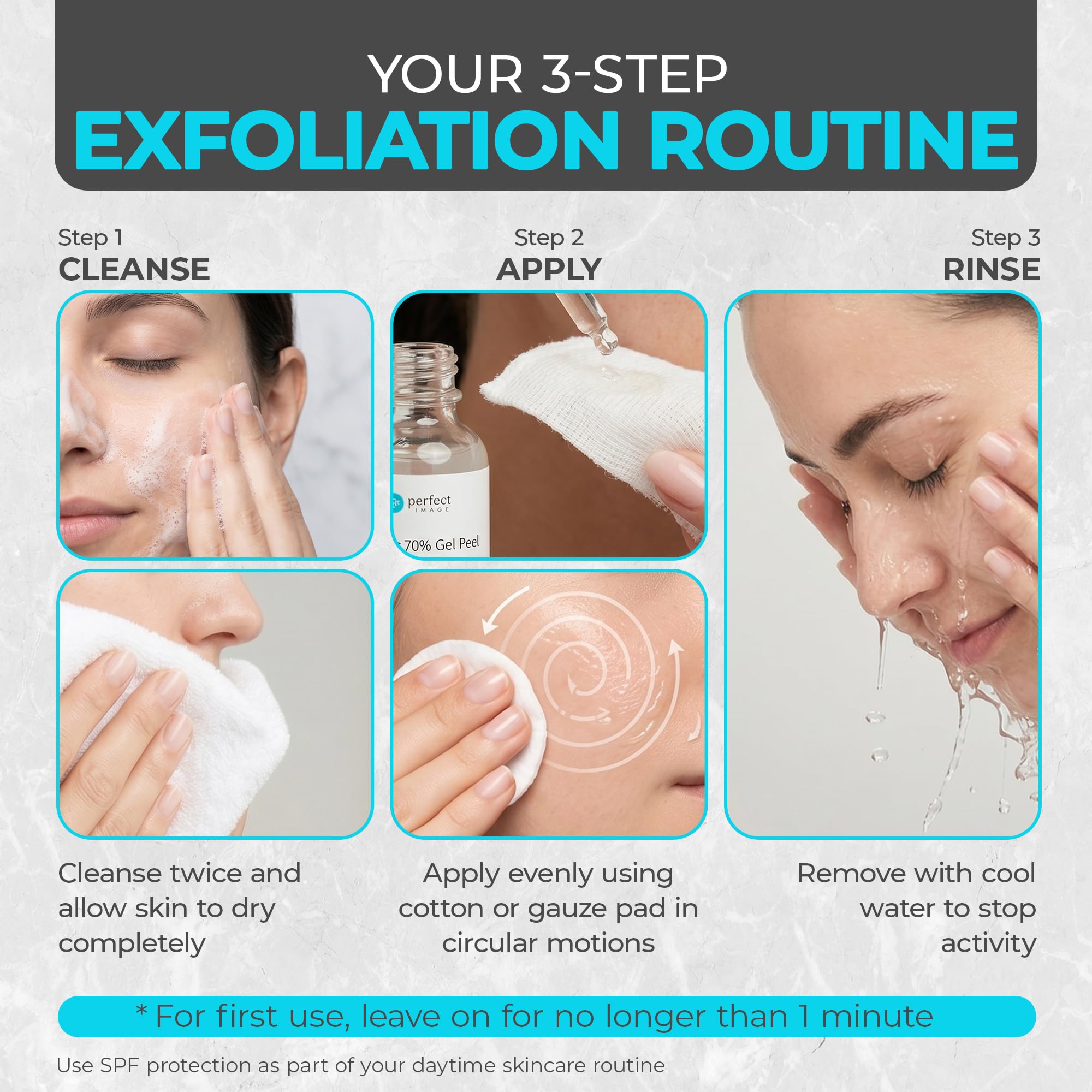 Perfect Image ingredient label highlighting green tea and retinyl palmitate benefits
