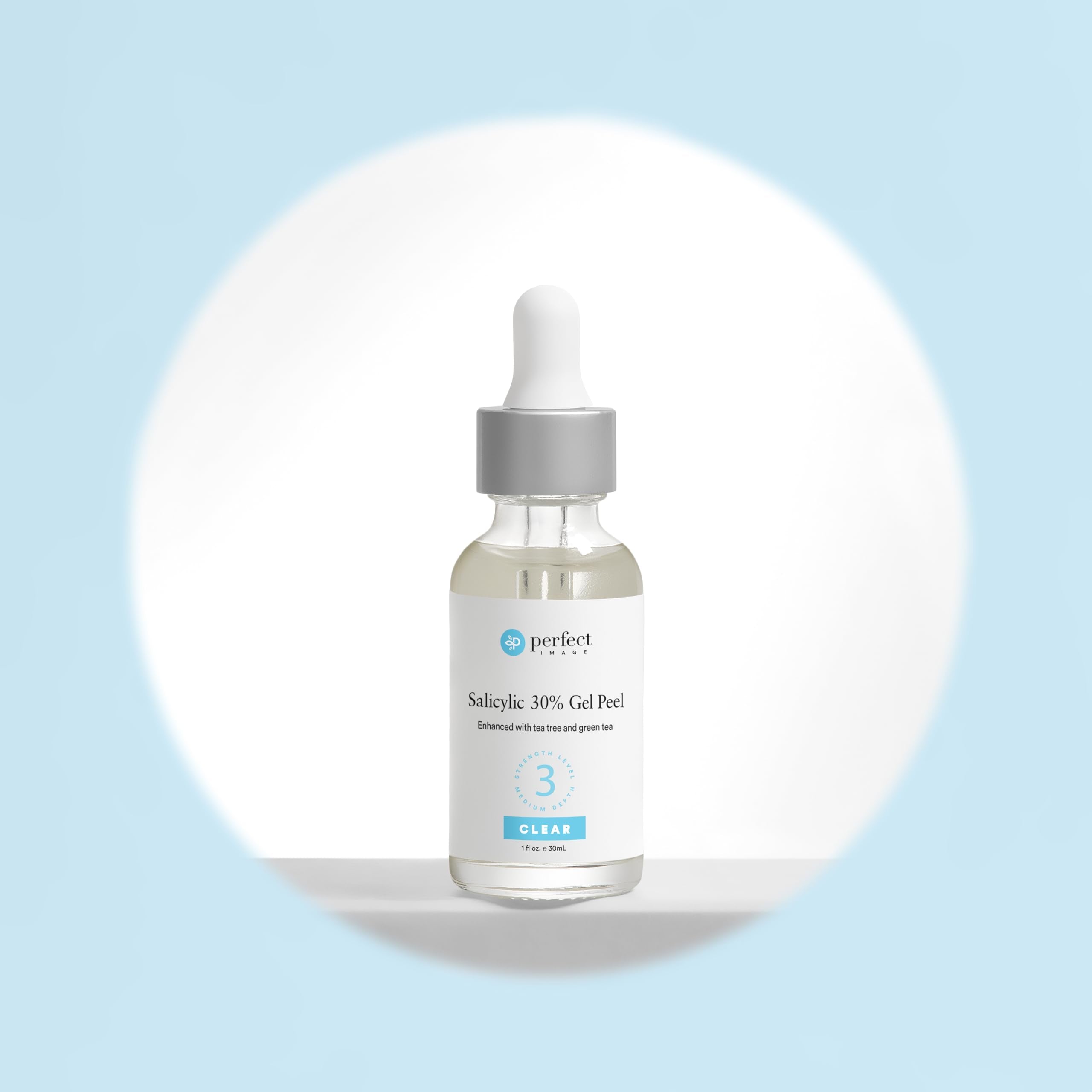 Perfect Image product on bathroom counter ready for peel illustrating at-home convenience