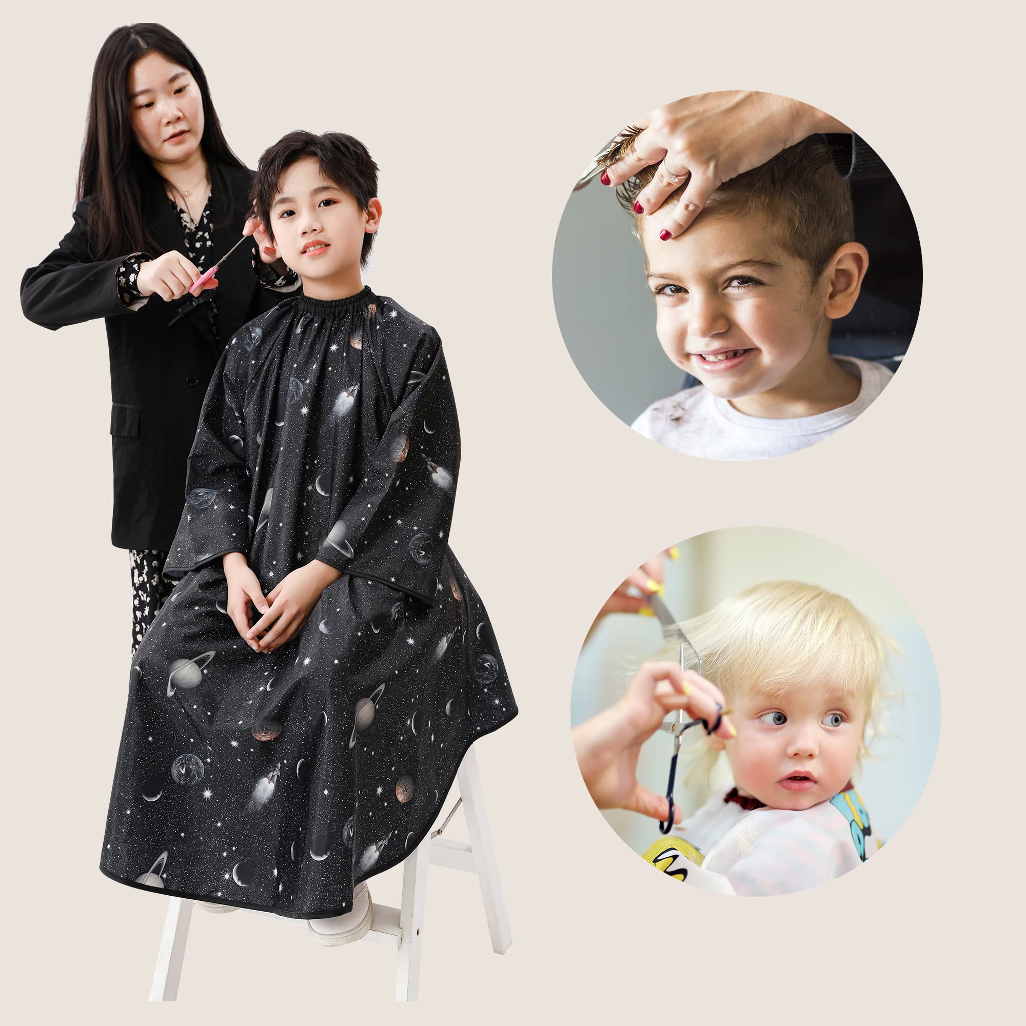PERFEHAIR child wearing cape using tablet to stay calm during haircut
