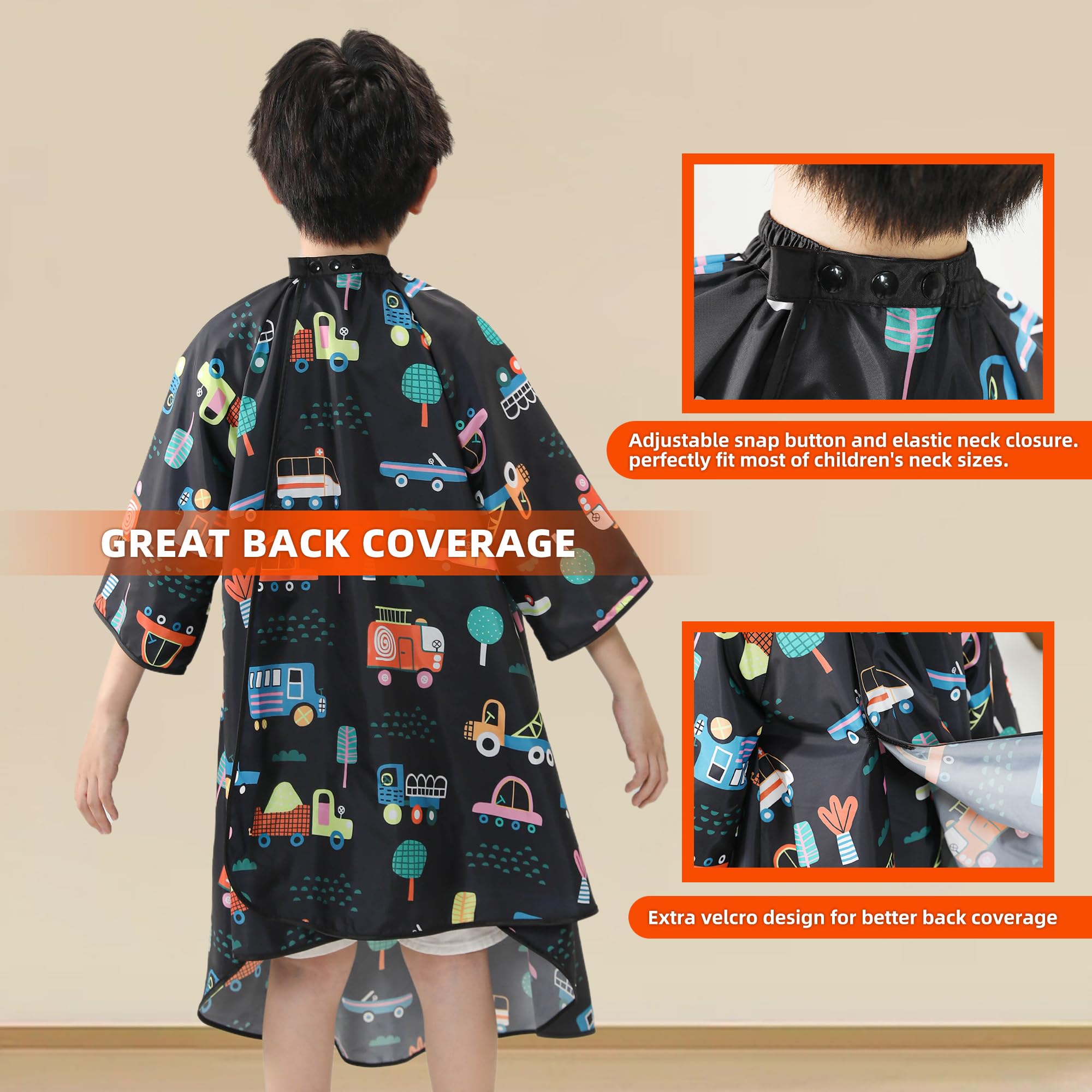 PERFEHAIR child wearing cape in salon chair demonstrating hands-free play benefit