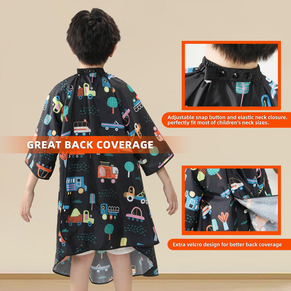 PERFEHAIR child wearing cape in salon chair demonstrating hands-free play benefit