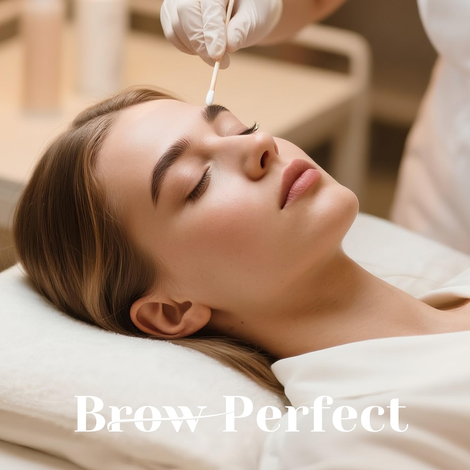 PERMANIA model having product applied for neat, lifted brow styling