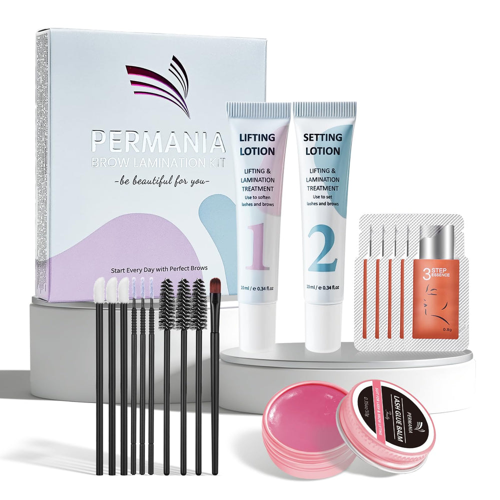 PERMANIA front packaging showing complete brow lamination kit for easy use