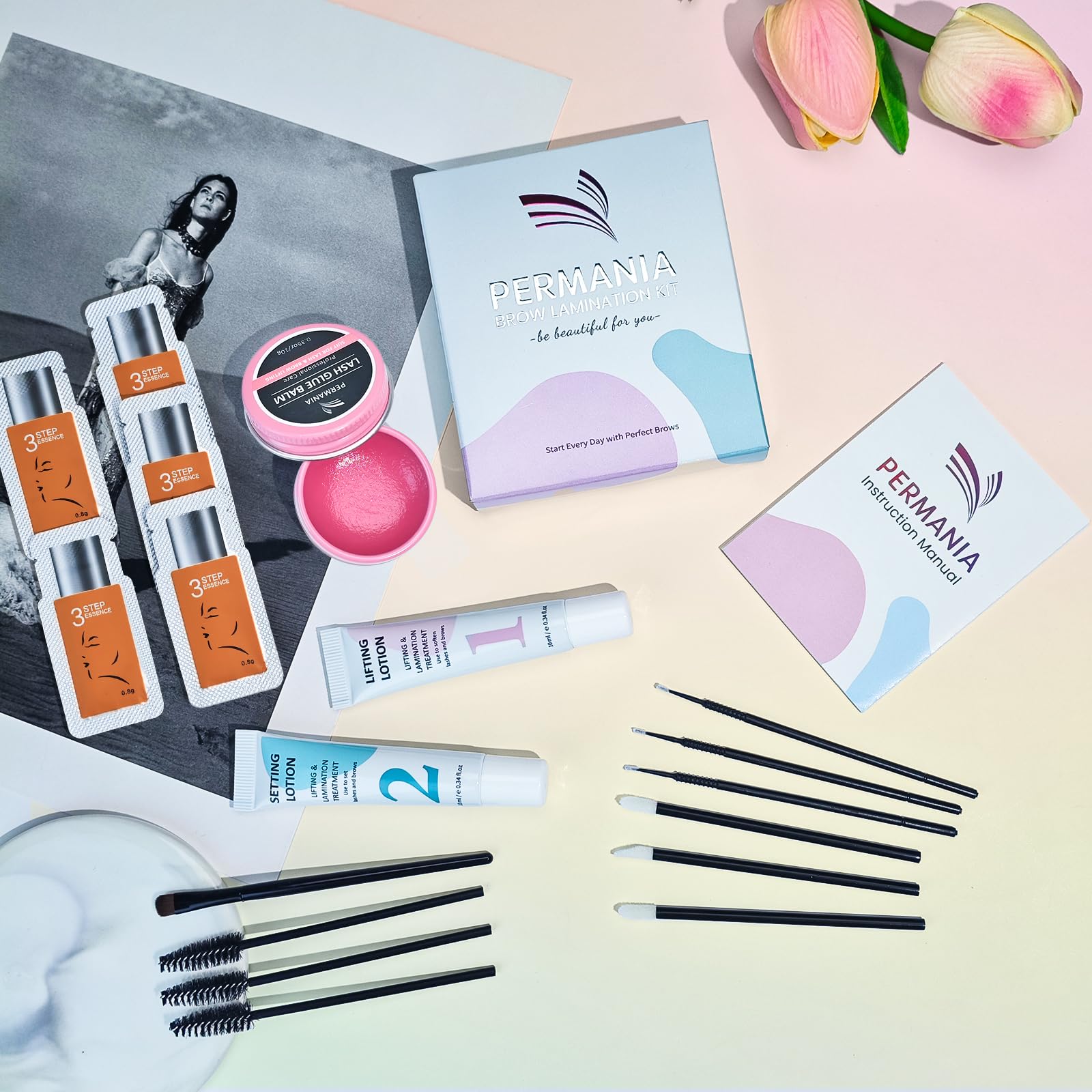 PERMANIA kit next to coin showing compact size and travel-friendly benefit