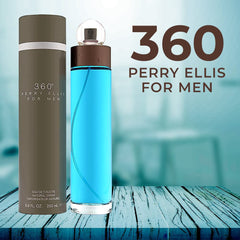 Perry Ellis 360 bottle in hand to show true size and daily convenience