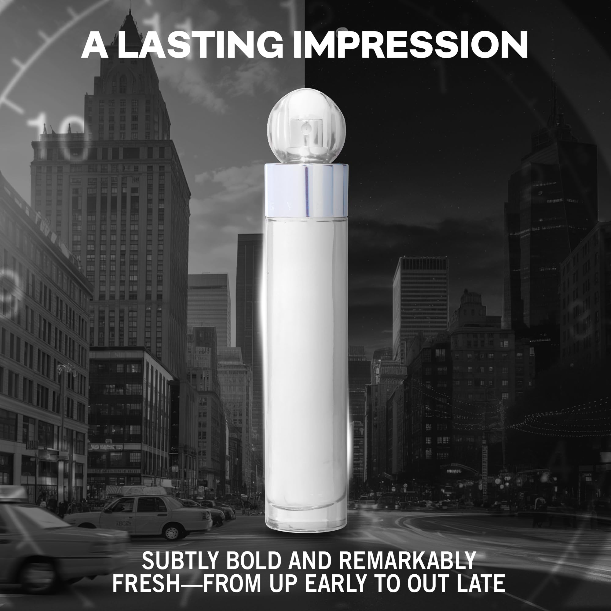 Perry Ellis being sprayed on wrist, demonstrating easy application and fresh scent