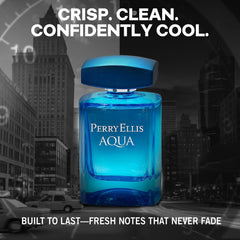 Perry Ellis Aqua side label detail highlighting product name and volume clarity